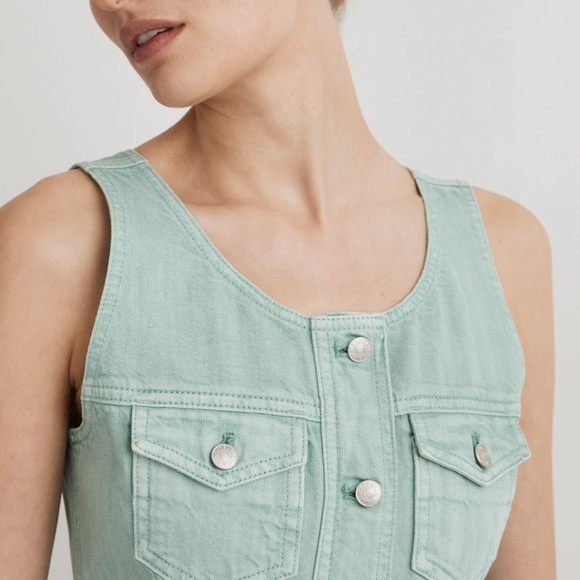 MADEWELL NWOT Denim Sleeveless Seamed Mini Dress in Storied Sea - Picture 4 of 10